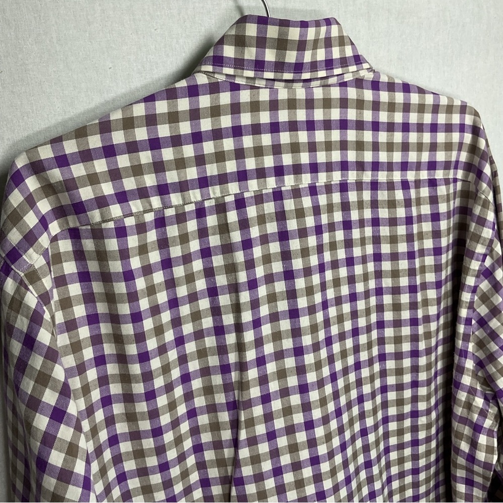 Paul Stuart Purple Check Plaid Button Up Shirt XL - Picture 5 of 6